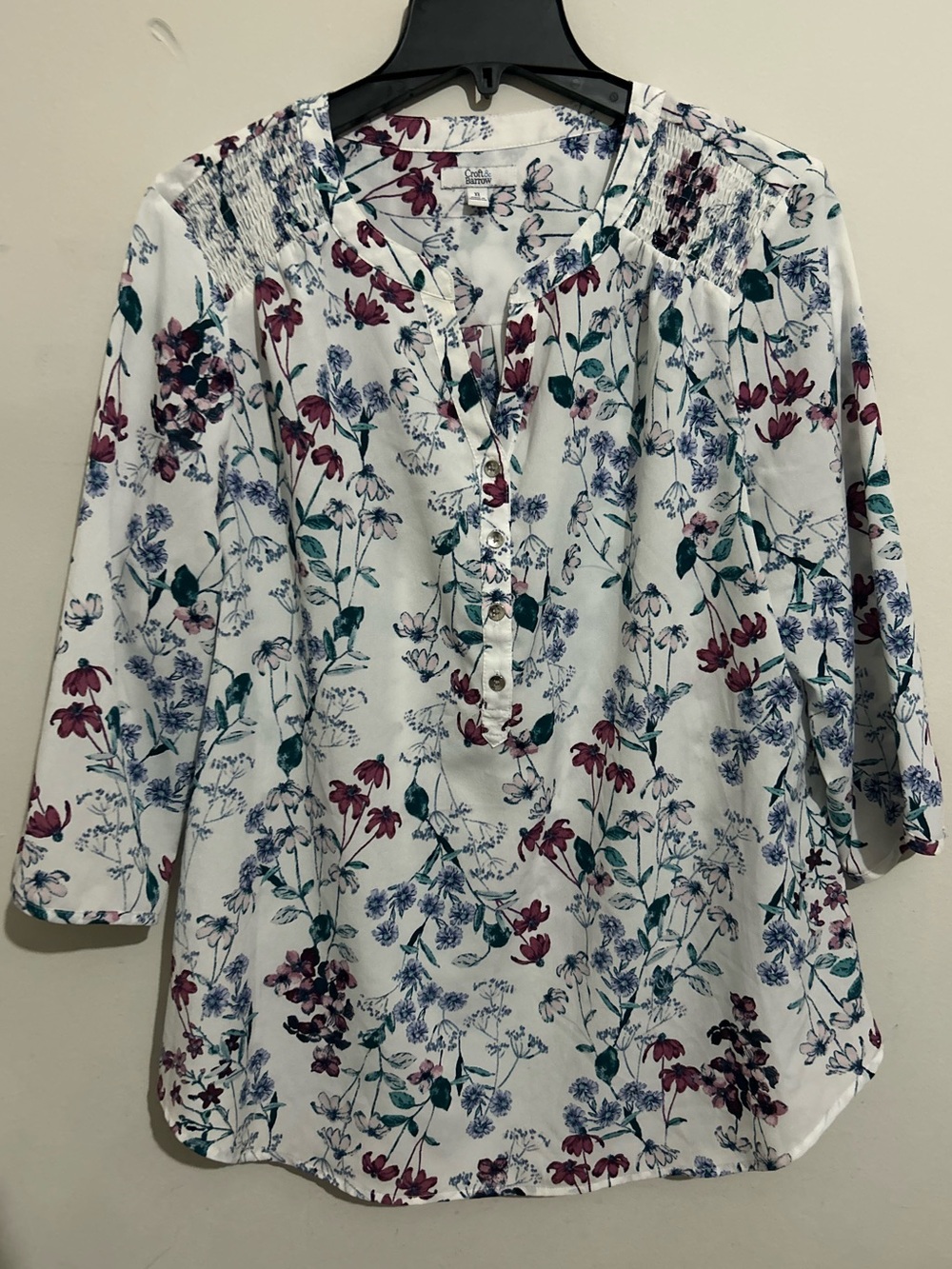 Croft & Barrow Floral Button-Front Blouse, Size XL